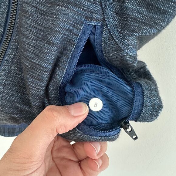 Lululemon Forme Jacket Womens 8 Slub Denim Full Zip Thumbholes Running Active - Picture 10 of 13